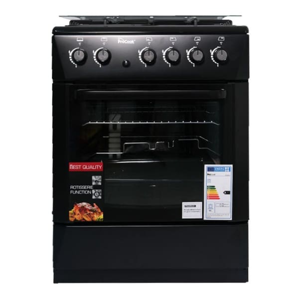 Cuisinière à gaz PROCOOK 4 feux 60CM noir (TG6640NR) Cuisinière à gaz PROCOOK 4 feux 60CM noir (TG6640NR)
