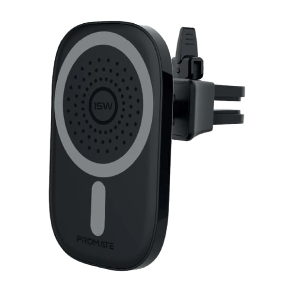 Support voiture & chargeur sans fil PROMATE noir (VentMag-15W)