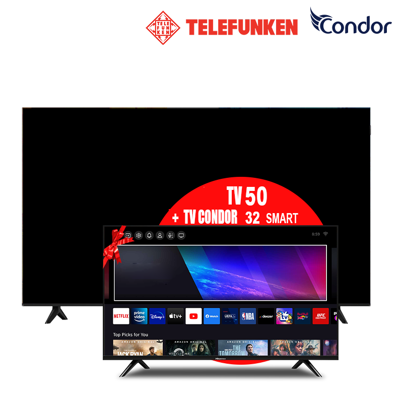 Pack tv TCL 50p TELEFUNKEN  4K GOOGLE TV  + CONDOR 32p Smart