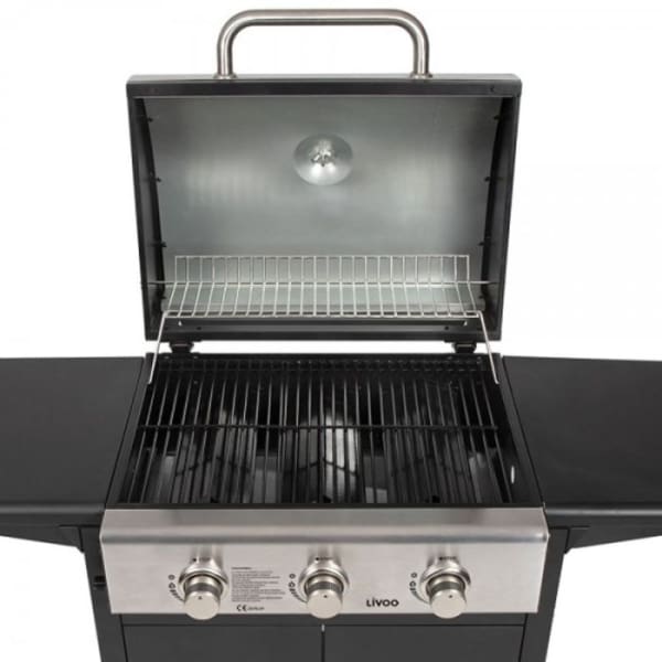 Barbecue a Gaz LIVOO 3 bruleurs 9000W Noir (DOC279)