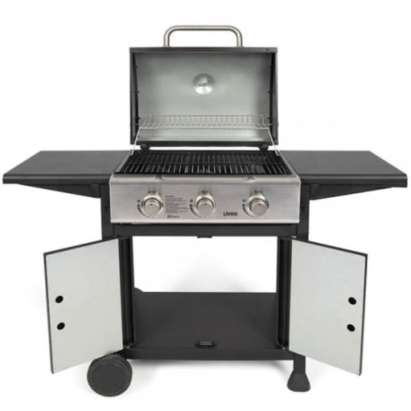 Barbecue a Gaz LIVOO 3 bruleurs 9000W Noir (DOC279)