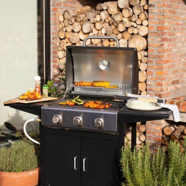 Barbecue a Gaz LIVOO 3 bruleurs 9000W Noir (DOC279)