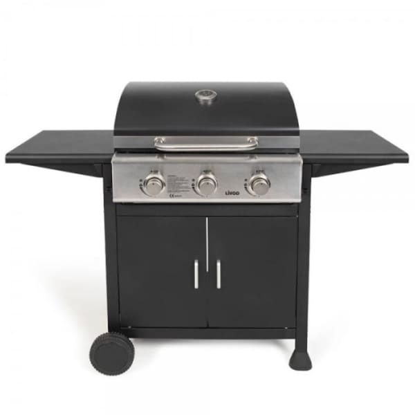 Barbecue a Gaz LIVOO 3 bruleurs 9000W Noir (DOC279)