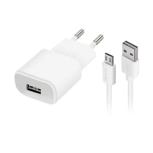 Chargeur Forever TC-01 1x USB 2A BLANC + cable microUSB (GSM036324)