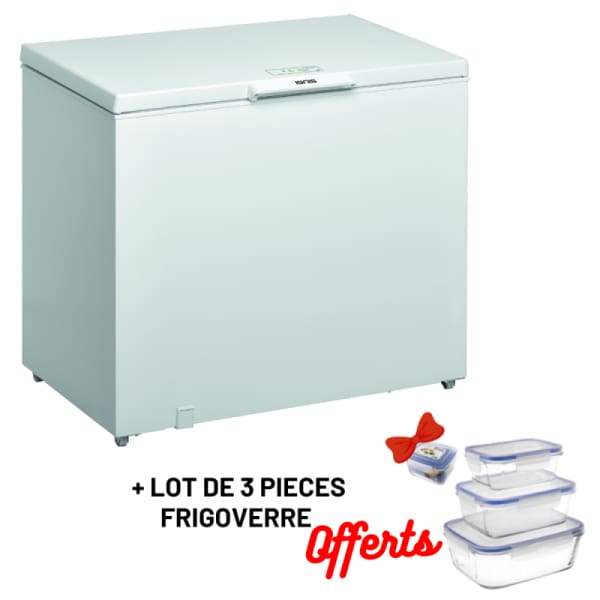 Congélateur Horizontal IGNIS 251L DE Frost Blanc + lot de 3 pièces frigoverre gratuites (CEI250)