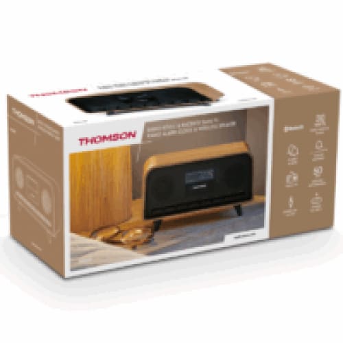 Enceinte Vintage avec réveil Thomson 30w Bois & Noir (RT850BT)