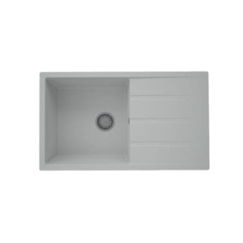 Evier Cuisine Granit ZETA - 1 Bac + Égouttoir Gris Métallique 86*50 PREMIUM