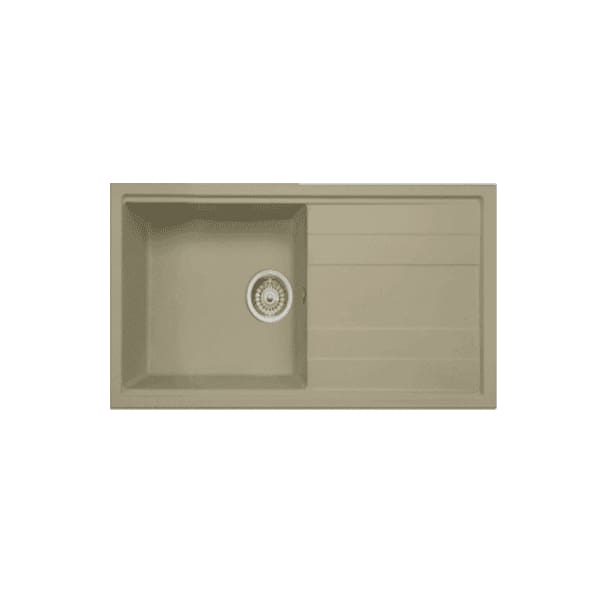 Evier Cuisine Granit ZETA - 1 Bac + Égouttoir Gris Métallique 86*50 PREMIUM