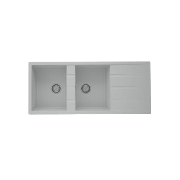 Evier de cuisine PREMIUM 2 Bac Granite avec égouttoir - Gris (ZETA21GREY)
