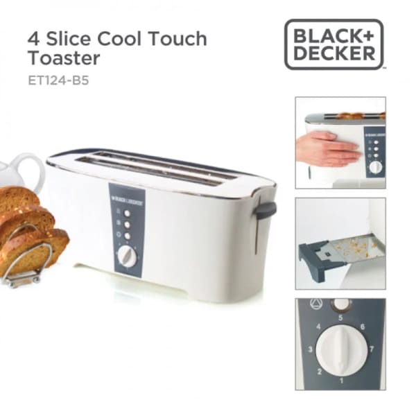 Grille pain BLACK & DECKER 1350W blanc (ET124-B5)