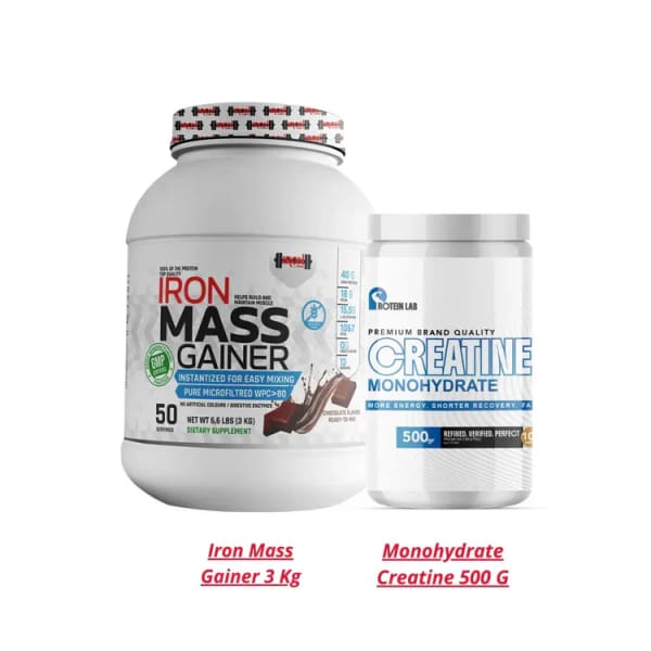 Iron Mass Gainer 2kg + Creatine Monohydrate 500 G protein lab