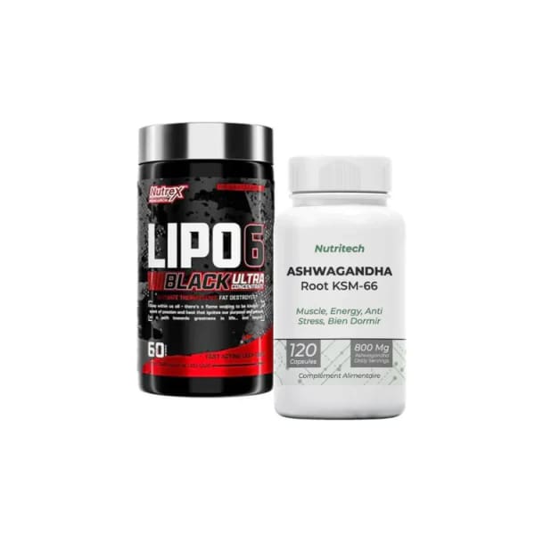 Lipo 6 Black 60 Capsules Tunisie + Ashwagandha Ksm 66 120