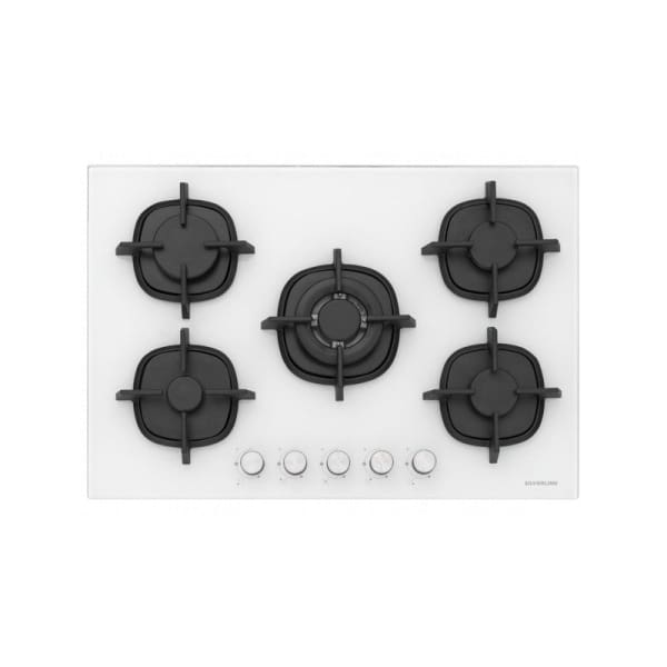 Plaque à Gaz SILVERLINE 5 feux 75cm Verre Blanc(CS5364W01.FFD)