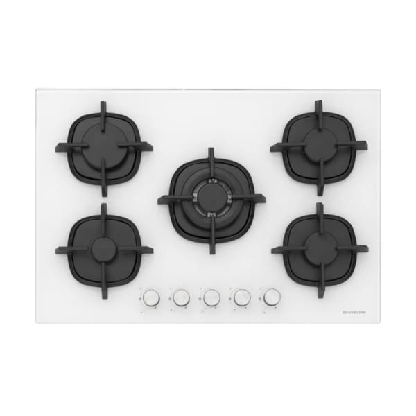 Plaque à Gaz SILVERLINE 5 feux 90 cm Verre Blanc (CS5363W01.FFD)