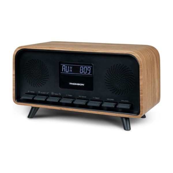 Radio Réveil THOMSON Avec Haut Parleur Bluetooth (RT850BT) noir et bois