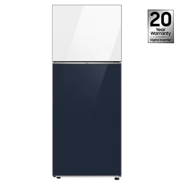 Réfrigérateur double portes SAMSUNG 415L No Frost blanc & bleu marine (RT42CB66448AEL)