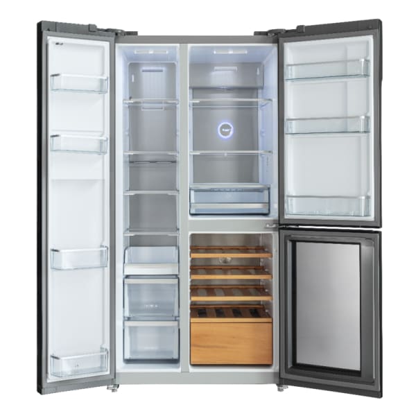 Réfrigérateur Hyundai 548L Side By Inverter No Frost + Cave À Vin Verre Gris(HYN-91TWC.SG) (911x706x1780mm)