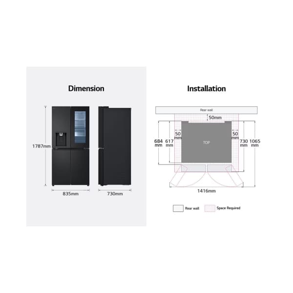 Réfrigérateur LG 508L Side by side No Frost Noir (GC-X22FFQRB)