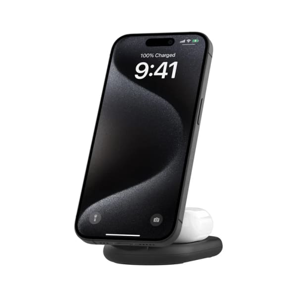 Socle De Recharge 2-en-1 Aimantée Et Pliable Avec Qi2 15 W – Noir (WIZ028vfBK)