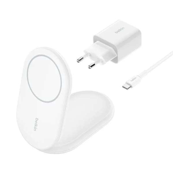 Socle De Recharge Belkin Aimanté Et Pliable Avec Qi2 15 W – Blanc (WIB007vfwh)