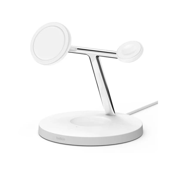 Station De Chargement Sans Fil 3 En 1 Avec Magsafe 15 W Belkin – Blanc (WIZ017VFWH)