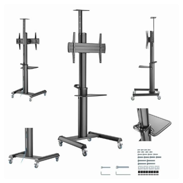 Support Au Sol Avec Roulettes Gembird Pour Tv 37″- 70″ -Noir (Tvs-70t-02)