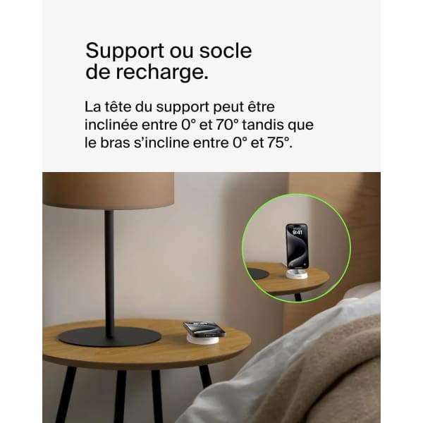 Support De Recharge Belkin Boostcharge Pro Qi2 Et Pliable 15 W -Blanc (wia008btwh)