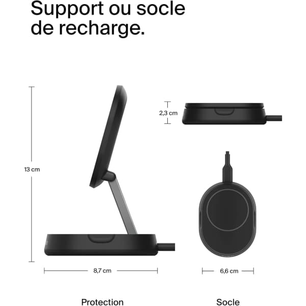 Support de recharge BoostCharge Pro Qi2 et pliable 15 W Noir (WIA008BTBK)