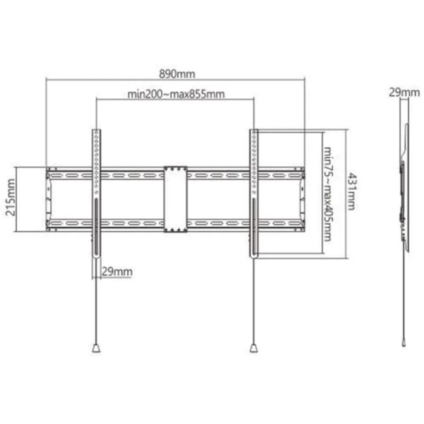 Support mural Gembird pour téléviseur fixe 43”-90” 70 kg -Noir (WM-90F-01)