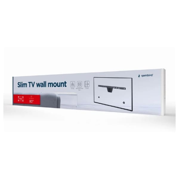 Support mural Gembird pour téléviseur mince 37”-80” 50 kg -Noir -(WM-S80F-01)