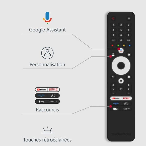 Téléviseur Thomson Smart QLED Plus Google TV Noir (50QG6C14)
