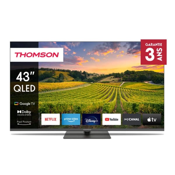 Téléviseur Thomson UHD 4K Qled Smart Google TV Noir (43QG5C14)