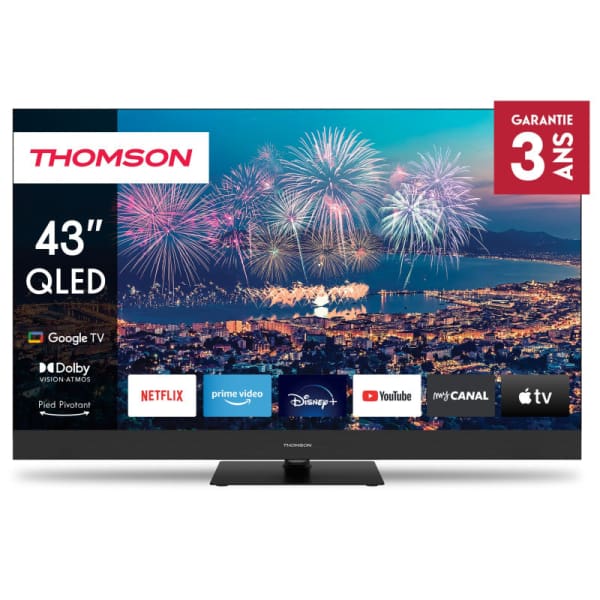 TV Thomson 43’’ QLED Plus Google avec Récepteur intégré
