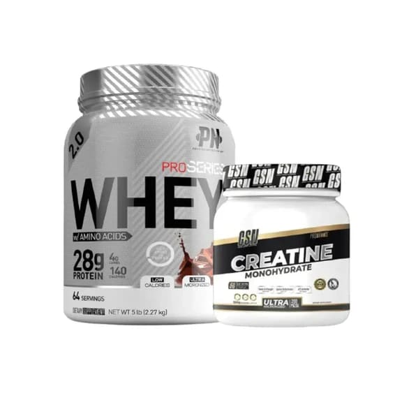 Whey Protein Physique Nutrition 2,27 Kg + Monohydrate Créatine 500 G GSN