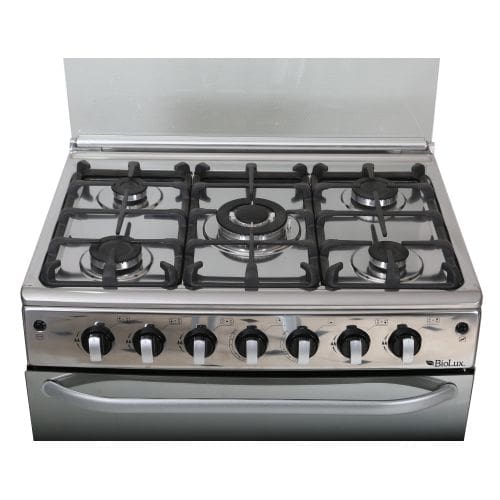 Cuisinière BIOLUX 5 Feux inox avec tourne broche (M.7656 X INOX T/BR)