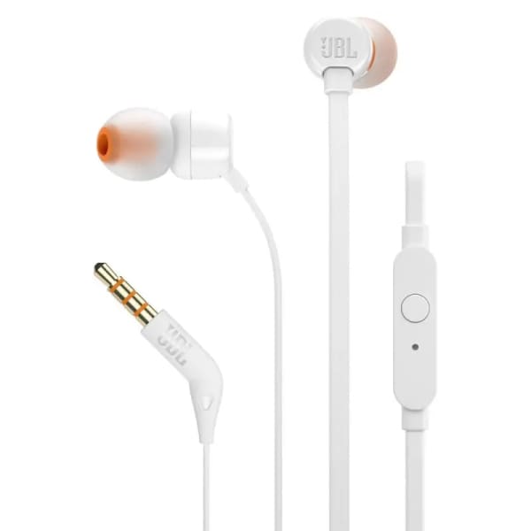 Écouteurs filaire JBL intra-auriculaire T110 - Blanc