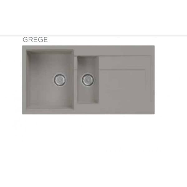Evier de Cuisine PREMIUM 1 Bac et demi Granite avec égouttoir - Grège (VERO151GREGE)